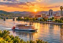 Fun Things to Do on Your Tennessee Vacation Sunset Steamboat Over a Tennessee River while on vacation
