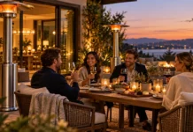 The Ultimate Guide to Outdoor Entertaining with Patio Heaters Waterfront Dinner Gathering with Patio Heaters